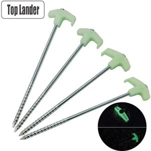 4/8Pcs Noctilucous Camping Tentharingen 25Cm Lange Schroefdraad Tent Stakes Met Ultralight Neonlicht Metalen tent Accessoires