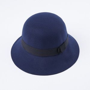 Bauhinia Koreaanse Imitatie Wol Vilten Hoed Lente En Zomer Dames Elegante Mode Korte Dakranden Monochroom Zwart Riem Hoed Hoed