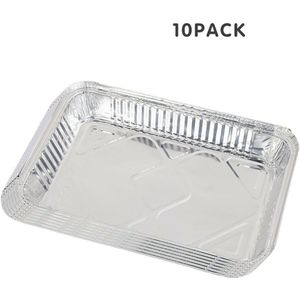 10 Pcs 2200Ml Aluminiumfolie Pannen Trays Diepe Stoom Tafel Pannen Vriezer Grill Voedsel Containers Bbq Roosteren Bakken Reheating