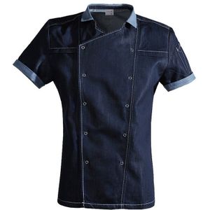 Uniform hotel professionele chef-kok restaurant keuken chef jas Food service denim blauw korte mouwen koken kleding