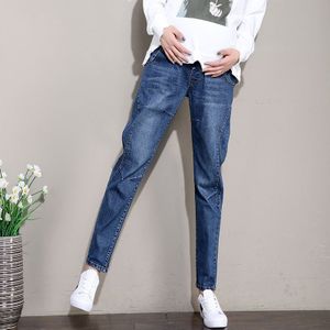 Elastische Taille Buik Denim Moederschap Jeans Pak voor Vier Seizoen Slijtage Potlood Broek Kleding voor Zwangere Vrouwen Zwangerschap