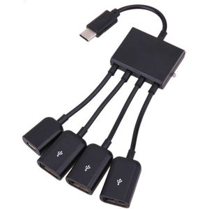 Meerdere OTG 4 Poort Type-C USB Power Opladen Hub Kabel Connector Adapter USB 3.1 Type C Hub 4 USB 2.0 Port HUB 0.2 m/20 cm