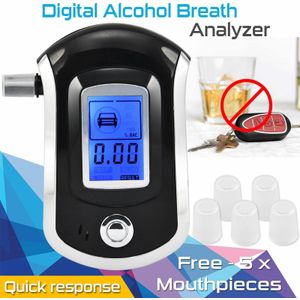 Professionele Digitale Adem Alcohol Tester Met Lcd Dispaly Met 5 Mondstukken Politie Alcohol Parking Alcohol Adem Tester