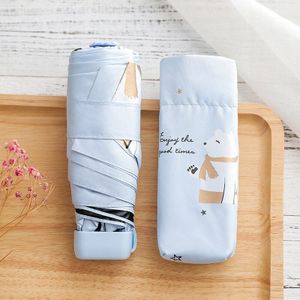 Kids Mini Pocket Paraplu Anti-Uv Paraplu Winddicht Opvouwbare Paraplu Compact Regen Kinderen Cartoon Beer Paraplu