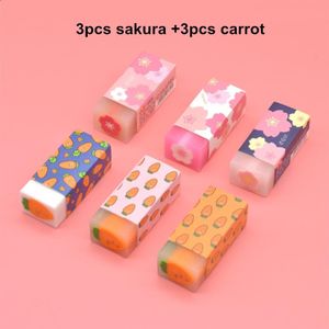 Minkys 6 Stks/partij Creatieve Leuke Sandwich Sakura Wortel Perzik Gum Cleaner Voor Potlood Kids Kawaii School Stationery