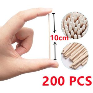 500 Stuks Wegwerp Ultra-Kleine Wattenstaafje Pluizende Micro Borstels Hout Wattenstaafjes Swabs Wimper Extension Lijm Verwijderen gereedschap