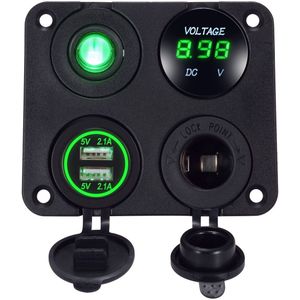 4 In 1 Autolader Dual Usb Charger 4.2A Voltmeter 12V Sigarettenaansteker Aan-uit Schakelaar Voor Boot marine Rv Truck Camper Voertuigen