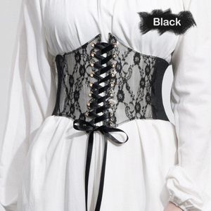 Mode Taille Corset Riem Voor Vrouwen Transparant Kant Brede Vrouwelijke Strik Weven Retro Band Afslanken Body Riemen Jurk Gordel