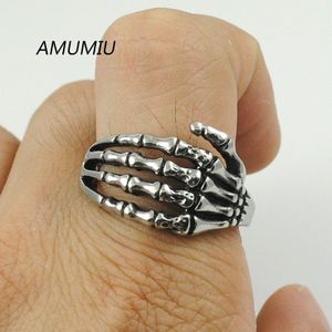 AMUMIU Mannen Sieraden Punk Gothic Finger Claw Biker Ringen Skull Hand Bone Paar Sieraden Accessoires HZR039