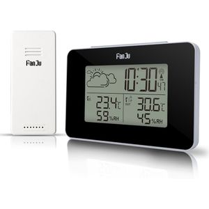 Fanju Wekker Digitale Horloge Wireless Sensor Temperatuur Vochtigheid Forecast Snooze Tafel Klokken Dcf Weerstation Home Decor