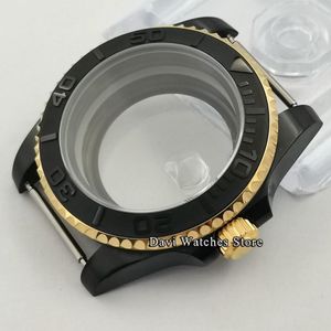 40Mm Black Pvd Horloge Case Fit NH35 NH35A NH36 Beweging Saffierglas Keramische Bezel Zien Door Backcover Case