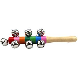 Baby Rammelaars Jingle Rattlesbaby Rammelaars Houten Rammelaars Regenboog Kleur Hand Rammelaar Handle Houten Activiteit Bell Ring Regenboog