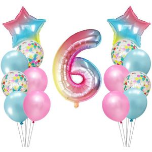 15Pcs 1 2 3 4 5 6 7 8 9st Gradiënt Nummer Folie Ballonnen Digitale Helium Ballon Baby Shower gelukkige Verjaardag Party Decor Kid Ballon