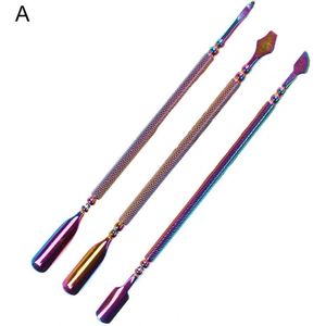 3 Stks/set Nail Cuticle Pusher Dubbele Side Manicure Cuticle Remover Roest-Proof Rvs Nail Peelers Voor Manicure