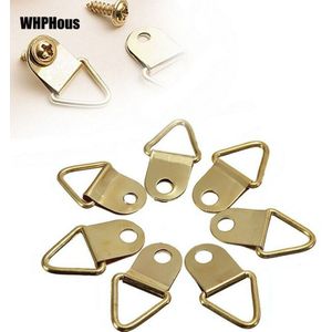 20Pcs Driehoek D-Ring Opknoping Olieverfschilderij Spiegel Frame Hanger Foto Muur Haak Messing Foto Wall Mount hanger Haak Ring