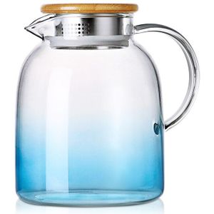 1.6L 1.8L Koude Ketel Glas Blauw Grote Capaciteit Waterdichte Waterkoker Met Theepot Handvat Hittebestendig Borosilicaatglas Theepot
