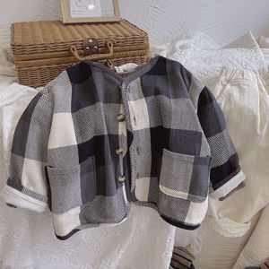 Koreaanse Kinderkleding Jongens En Meisjes Retro Plaid Jas Herfst Kinderen Korte Vest Top P5681