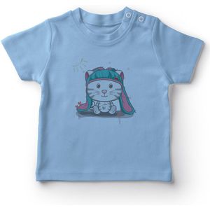 Angemiel Baby Zoete Kat Baby Boy T-shirt Blauw