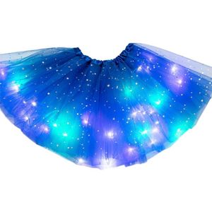 HX5D Kids Meisjes Glitter Ster Pailletten Ballet Dans Tutu Rok Led Light Up Neon Kleurrijke Tulle Korte Jurk Party Stage kostuum
