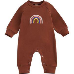0-18M Pasgeboren Baby Jongen Meisje Auutmn Romper Leuke Rainbow Print Lange Mouwen Crew Neck Jumpsuit Katoen kleding Een Stuk