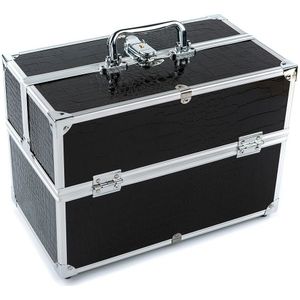 Zwart 3-Layer Afsluitbare Cosmetische Organizer Box Professionele Make-Up Case Voor Make Up Gereedschap Met Opbergdoos Grotere Capaciteit