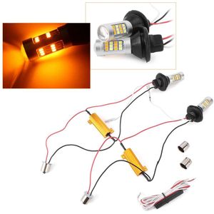 2X 1156 P21W BA15S 2835 42 Smd Amber/Wit 42 Leds Switchback Led-lampen S25 Drl