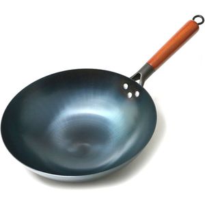 Steelpan Ijzeren Wok Traditionele Handgemaakte Ijzeren Wok Non-stick Pan Non-Coating Inductie En Gas Fornuis kookgerei Wok