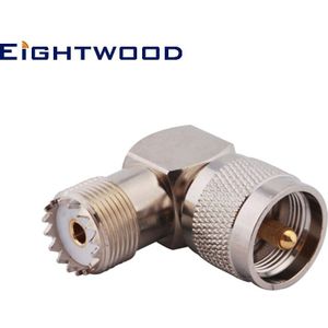 Eightwood 5 Pcs Auto Radio Antenne Antenne Adapter Uhf Plug Mannelijk Naar Uhf Jack Vrouwelijke Haakse Dus-239 SO239 Rf Connector In-Serie