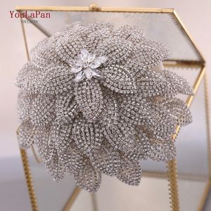 Topqueen HF01 Prachtige Diamanten Bruiloft Boeket Boeket Zilveren Broche Boeket Bruiloft Accessoires Sieraden Boeket