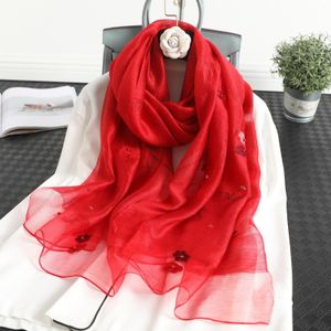 Effen Sjaal Hijab Winter Zijde Wol Sjaals Vrouwen Borduren Warme Lange Sjaal Bandana Foulard Pashmina Poncho