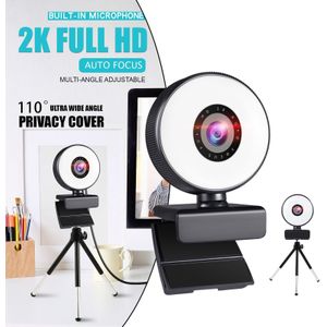 Webcam Met 3 Lichtstanden Ronde Voor Gaming Online Leren Auto-Focus Laptop