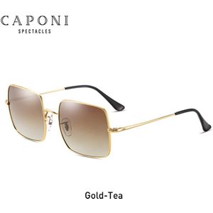 Caponi Gepolariseerde Vierkante Zonnebril Vrouwen Brand Heren Zonnebril Metalen Frame Kleurrijke Lens Shades UV400 CP1971