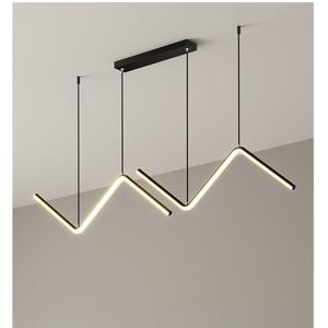 Nordic Gold Lijn Led Kroonluchter Minimalistische Voor Woonkamer Slaapkamer Keuken Art Wall Suspension Verlichtingsarmaturen