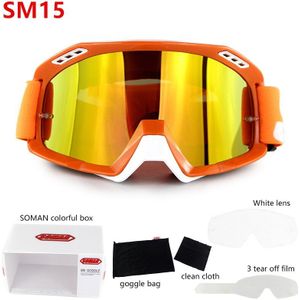 Motorhelm Bril Soman SM15 Casco Moto Goggles Lens Helm Motorfiets + 3 Stuks Films + Extra Clear Lens Voorruit glas