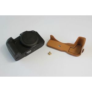 Zwart/Koffie/Bruin PU Leather Camera Case Voor Canon EOS RP EOSRP Half Body Cover Bodem Gevallen Met band