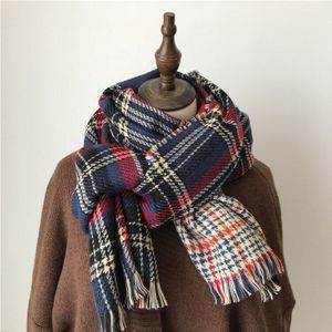 Retro Plaid Sjaal Koreaanse Stijl Dames Alle-Wedstrijd Herfst/Winter Dubbelzijdig Dikke Houndstooth Warme Sjaal