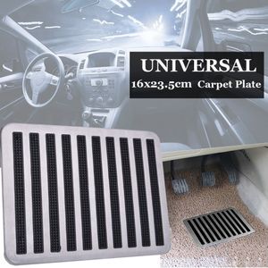 Universele Stalen Plaat Tapijt Roestvrij Auto Vloer Tapijt Mat Patch Voet Hak Plaat Pedaal Pads Silver Side Auto Interieur Floor