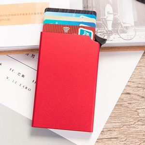 Mini Smart Portemonnee Portemonnee Dunne Id Card Case Rfid Anti-Diefstal Unisex Automatisch Solide Metalen Casual Bankkaart Portemonnee business