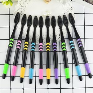 10Pcs Tandenborstel Ultra Zachte Bamboe Houtskool Volwassen Schoon Mondverzorging Gereedschappen