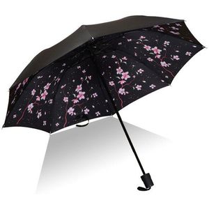 Anti-uv Paraplu Parasol Paraplu Binnenplaats Reizen Sakura Zwarte Lijm Doek Interne Afdrukken Outdoor Regenachtige Dag Bescherming