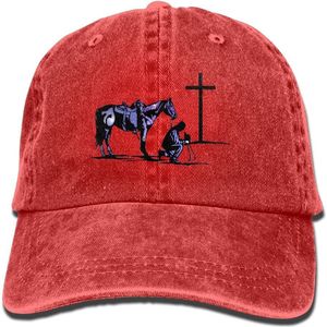 Cowboy Paard Gebed Cross Unisex Adult Baseball Hoed Sport Outdoor Cowboy Cap Voor Mannen En Vrouwen Snapback