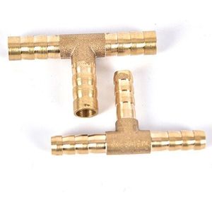 T-Vorm Messing Tee Barb Slang Fittings 6mm 8mm 10mm 12mm 3 Way Hose Tube barb Koper Prikkeldraad Koppeling