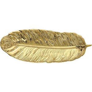 Gouden Veer Vorm Keramische Sieraden Schaaltje Porselein Snoep Trinket Voedsel Fruit Dienblad Ring Opslag Plaat Home Decoratieve