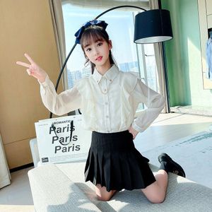 Girl Top Streetwear Shirt for Teen Pink Apricot Long Sleeve Blouse Kid Girls Clothes Size 6 8 10 12 14 Spring Autumn