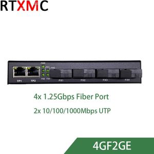 RTXMC - 4GF2GE - Gigabit Ethernet Switch - Fiber Optische Media Converter - 4SC Transceiver - 5-12V