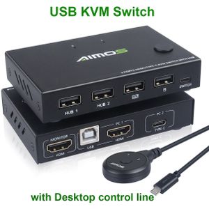 2 Poort Usb Hd Kvm Switch 2 In 1 Out TYPE-C Kvm Switch 2 Port 4K Hd Printer Delen een Computer Display Usb Muis En Toetsenbord
