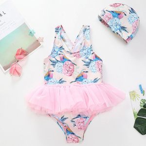 Bloemen Baby Een Stuk Badpak Meisjes Tutu Kinderen Badmode Rok Baby Meisje Zwemmen Badpak Mesh Peuter Meisje Zwemkleding