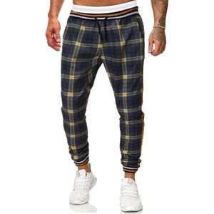 Herfst/Winter Mannen Plaid Stiksels Tether Riem Casual Broek