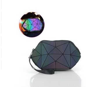 lichtgevende zak Vrouwen Geometrische handtas Make-Up tas Opvouwbare Reizen make up Tas kleine portemonnee