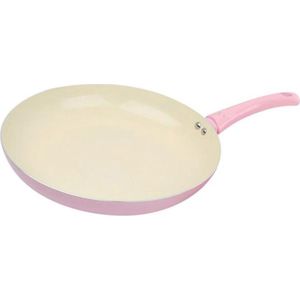 10 Inch Coating Koekenpan Dubbele Bodem Voor Gas Inductie Koken Koekenpan Koekenpan Non-stick Kookgerei Roze